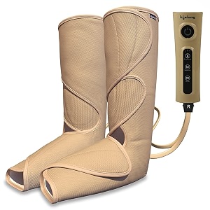 lifelong full leg air compression massager for blood circulation and pain relief corded electric beige