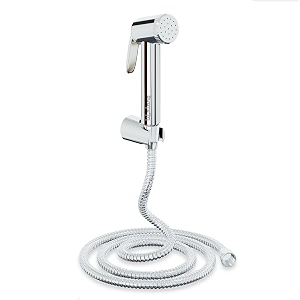 lifelong llbahf09 abs health faucet with ss-304 grade 125 meter flexible hose pipe and wall hook white jet spray for toilet chrome llbahf09