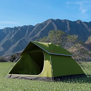 lifelong polyester tent for camping - portable adults -foldable house waterproof dome hiking travelling trekking -outdoor with air ventilation 2-3 persons green