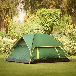 lifelong polyester tent for camping- quick pop-up camping with glass fiber poles superior air ventilation waterproof pu coating house portable amp foldable 4 person greenblack llcaft01