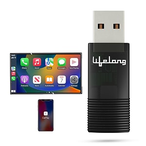 lifelong wireless carplay adapter  compatible with iphoneios  dongle connector for car  converts wired to wireless  usb c amp a  no app needed  stick cast - supports bluetooth amp wi-fi lleca10