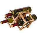 Lifestyle Foldable Wooden Wine Rack Organizer Display Shelf, Capacity 3 Bottle (Brown)