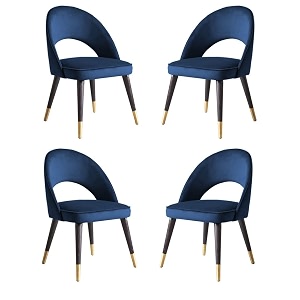 lsgf open back dining chair solid sagwan wooden frame with brushed brass foot caps dining chair for dining room 4 chairs navy