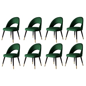 lsgf open back dining chair solid sagwan wooden frame with brushed brass foot caps dining chair for dining room 8 chairs green