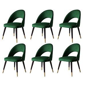 lsgf open back dining chair solid sagwan wooden frame with brushed brass foot caps dining chair for dining room 6 chairs green