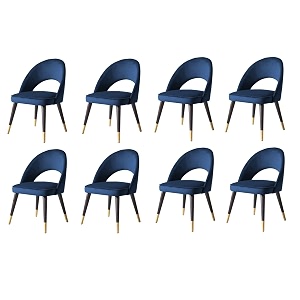 lsgf open back dining chair solid sagwan wooden frame with brushed brass foot caps dining chair for dining room 8 chairs navy