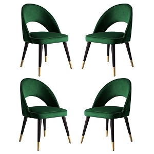 lsgf open back dining chair solid sagwan wooden frame with brushed brass foot caps dining chair for dining room 4 chairs green