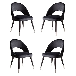lsgf open back dining chair solid sagwan wooden frame with brushed brass foot caps dining chair for dining room 4 chairs black