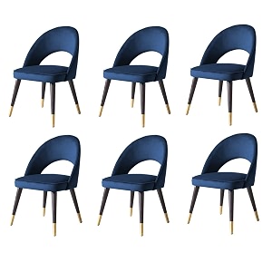 lsgf open back dining chair solid sagwan wooden frame with brushed brass foot caps dining chair for dining room 6 chairs navy