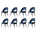 LSGF Open Back Dining Chair Solid Sagwan Wooden Frame with Brushed Brass Foot caps Dining Chair for Dining Room (8 Chairs, Navy)