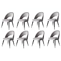 LSGF Open Back Dining Chair Solid Sagwan Wooden Frame with Brushed Brass Foot caps Dining Chair for Dining Room (8 Chairs, Grey)