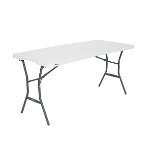lifetime 5 feet rectangular foldable study table  multipurpose fold-in-half utility table with carry handle  portable folding table for home office amp outdoor use  durable heavy-duty construction