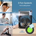 (Lifetime Manufacturing Defect Warranty) Portable Air Conditioner Fan. Perfect for shops, offices this USB-powered mini AC is a versatile combination of a desk fan, humidifier_Multicolor