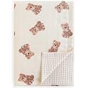 LifeTree Baby Waffle Blankets, Muslin Swaddle Blankets for Boys Girls, Double-Sided Neutral Receiving Blanket with Muslin Front and Waffle Backing Infant Newborn, Bear Pattern