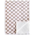 LifeTree Waffle Baby Blankets, Muslin Checkered Swaddle Blankets for Boys Girls, 2 Layers Crib Stroller Blanket Receiving Blanket with Muslin Front and Waffle Backing Infant Newborn