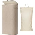 Lifewit Slim Laundry Basket with Lid and Removable Bag, 75L, Beige