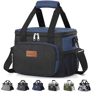 lifewit medium lunch bag insulated lunch box soft cooler cooling tote for adult men women black and blue 12-can 9l