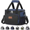 Lifewit Medium Lunch Bag Insulated Lunch Box Soft Cooler Cooling Tote for Adult Men Women, Black and Blue 12-Can (9L)