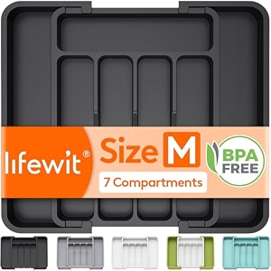 lifewit silverware drawer organizer expandable utensil tray