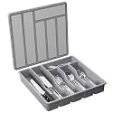Lifewit Silverware Organizer with Lid, Covered Utensil Tray, 12.6x11.8