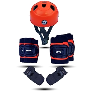 liffo kids protective skating gear set for roller skating skateboarding amp cycling for kids 5 to 16 years knee and elbow pads wrist guards set hsg-01 orange m