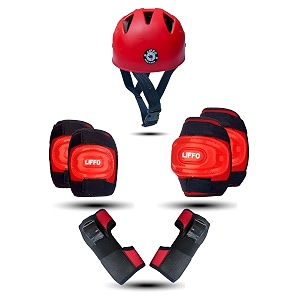 liffo kids protective skating gear set for roller skating skateboarding amp cycling for kids 5 to 16 years knee and elbow pads wrist guards set hsg-01 red s