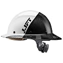 Lift Dax Carbon Fiber Full Brim Hard Hat/Safety Helmet, White/Black