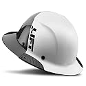 Lift Dax Carbon Fiber Full Brim Hard Hat/Safety Helmet, White/Black