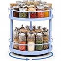 Light Blue 2 Tier Lazy Susan Organizer, 10 in Rotating Spice Rack