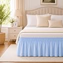 Light Blue Bed Skirt Queen Size 18" Drop, Elastic Wrap Around Bedskirt