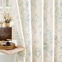 Light Blue Floral Cotton Shower Curtain, Cottagecore French Country, 72x90