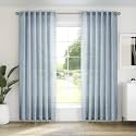 Light Blue Linen Curtains 92 Inch Length 2 Panel Set for Living Room - Semi Sheer Farmhouse Drapes With Back Tab Rod Pocket, Light Filtering for Bedroom, Stone Blue