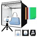 Light Box with Tripod Stand, 16"x16"Upgraded LightBox with 3 Stepless Dimming Light Boards (CRI ≥95) 189 Light Beads, Shooting Tent kit with 6 PVC Backdrops.Photo Studio Light Box for Photography