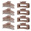 Light Brown Hair Clips for Women - 8 Pack 4.3 Inch Large Hair Claw Clips for Women Thin Thick Curly Hair, Big Matte Banana Clips,Strong Hold jaw clips