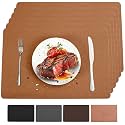 Light Brown Vinyl Placemats Set of 6 Waterproof Wipeable Table Mat