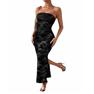 LIGHT DOT Womens Summer Dress Printed Strapless