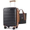 LIGHT FLIGHT Luggage Sets,Carry On Luggage 22x14x9,2-Piece,Black/Brown