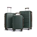 LIGHT FLIGHT Luggage Sets 3 Pcs Suitcase with Wheel,20"/24"/28",Green/Brown