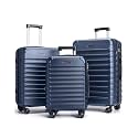 LIGHT FLIGHT Luggage Sets 3 Pcs Suitcase with Wheels,20"/24"/28", Dark Blue