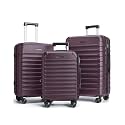 LIGHT FLIGHT Luggage Sets 3 Pcs Suitcase with Wheels,20"/24"/28", Purple