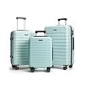 LIGHT FLIGHT Luggage Sets 3 Pcs Suitcase with Wheels,20"/24"/28",Mint Green