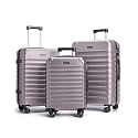 LIGHT FLIGHT Luggage Sets 3 Pcs Suitcase with Wheel,20"/24"/28",Rose Purple