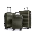 LIGHT FLIGHT Luggage Sets 3 Pcs Suitcase with Wheels,20"/24"/28",Pine Green