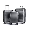 LIGHT FLIGHT Luggage Sets 3 Pcs Suitcase with Wheels,20"/24"/28",Gray