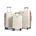 LIGHT FLIGHT Luggage Sets 3 Pcs Suitcase with Wheels,20"/24"/28", White