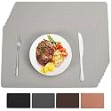 Light Gray Vinyl Placemats Set of 8 Waterproof Wipeable Table Mats