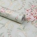 Light Green Floral Wallpaper Roll for Walls
