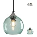 Light Green Seeded Glass Pendant Lights Kitchen Island 1 Pack, 5.9in