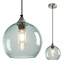 Light Green Seeded Glass Pendant Lights Kitchen Island 1 Pack, 7.87in