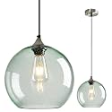 Light Green Seeded Glass Pendant Lights Kitchen Island 1 Pack, 9.84in